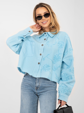 Jasnoniebieska jeansowa kurtka z długim rękawem RUE PARIS