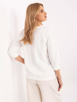 Hurt Ecru damska bluzka z nadrukiem i aplikacjami