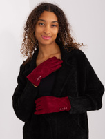 Hurt Bordowe rękawiczki w geometryczny wzór