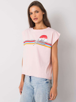 Heller rosa T-Shirt mit Malibu-Druck.