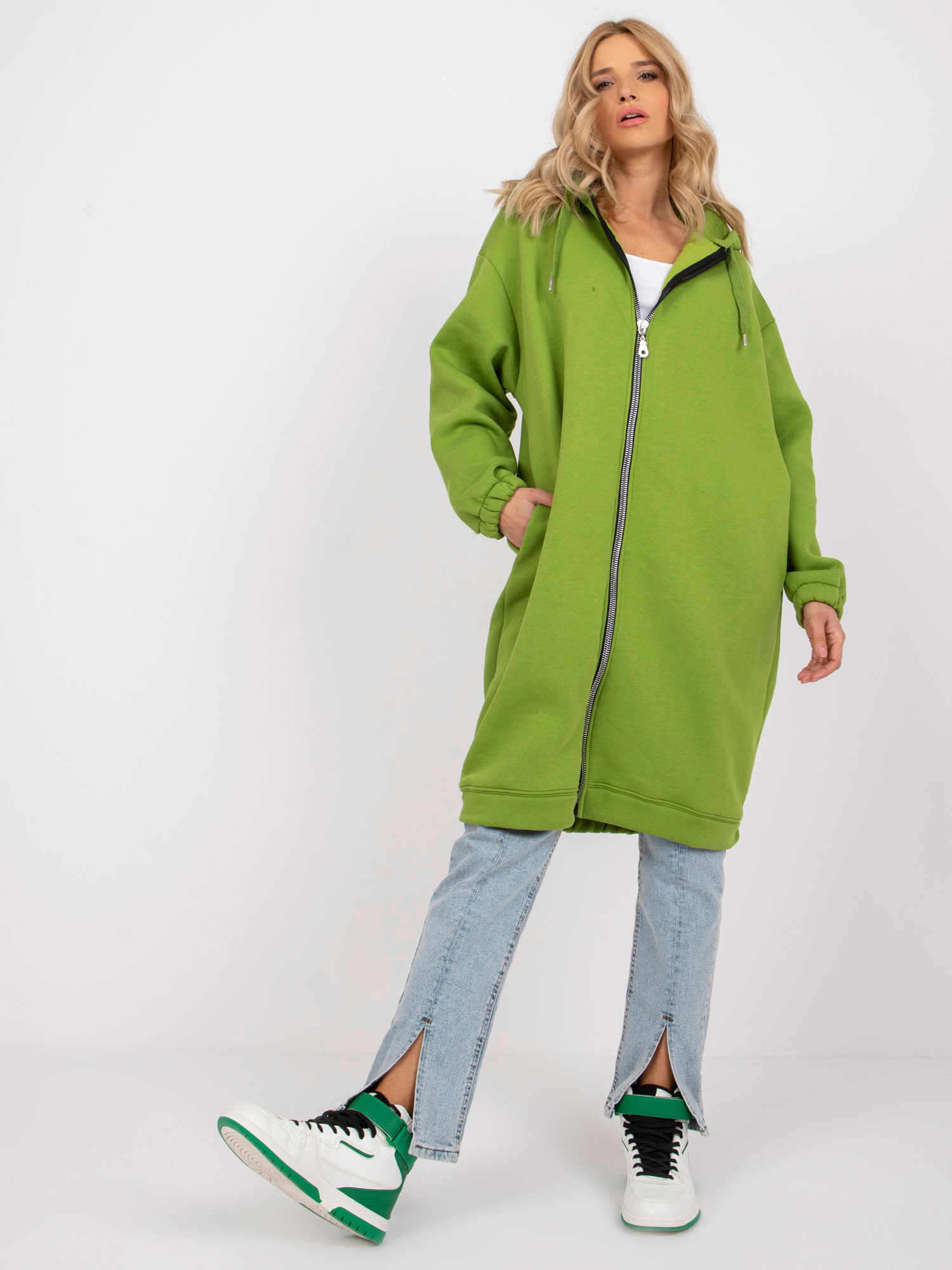 Jasnozielona długa bluza dresowa basic Betty RUE PARIS