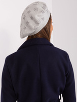 Hurt Jasnoszary dzianinowy beret z aplikacją