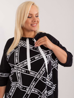 Hurt Czarna długa bluzka plus size z rękawem 3/4