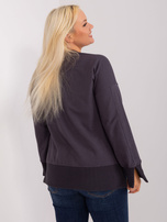 Hurt Grafitowa damska bluza plus size ze ściągaczami