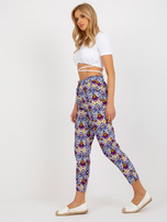 Hurt Fioletowe letnie spodnie z materiału we wzory SUBLEVEL