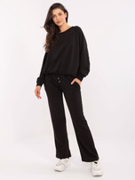 Hurt Czarny damski komplet dresowy z bluzą bez kaptura