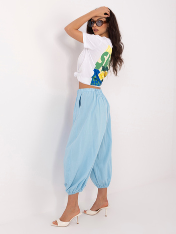 Jasnoniebieskie sztruksowe spodnie bez zapięcia
