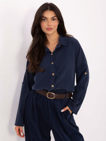 Ciemnoniebieska sztruksowa koszula od kompletu