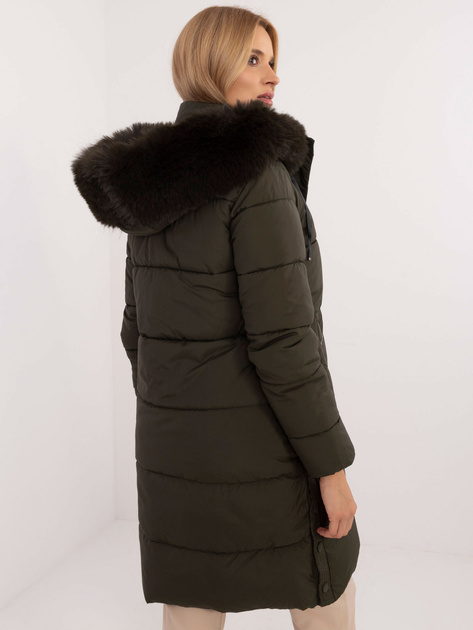 Hurtownia Khaki kurtka zimowa z odpinanym kapturem