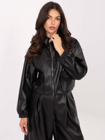 Schwarze Lederjacke mit Taschen RUE PARIS.
