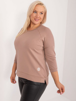 Hurtownia Ciemnobeżowa bluzka plus size z bawełny