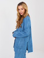 Niebieska jeansowa marynarka od kompletu RUE PARIS  