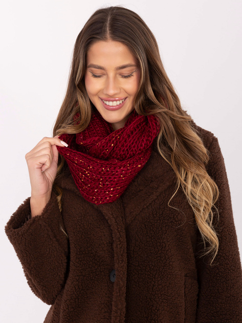 Bordowy zimowy komin damski