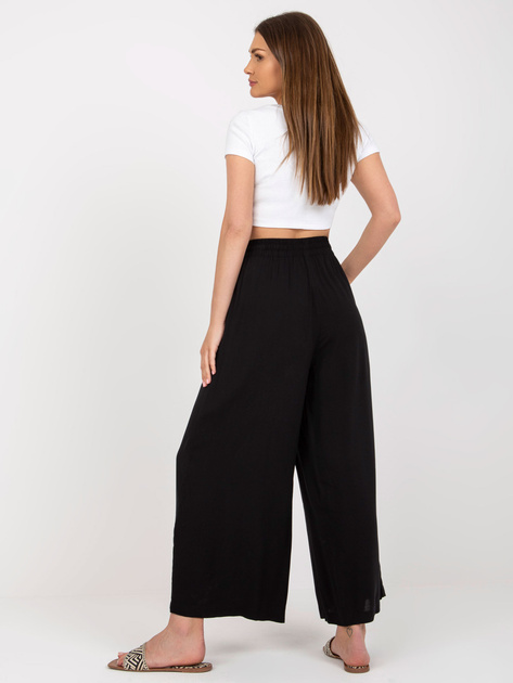 Czarne szerokie spodnie z materiału z kieszeniami SUBLEVEL