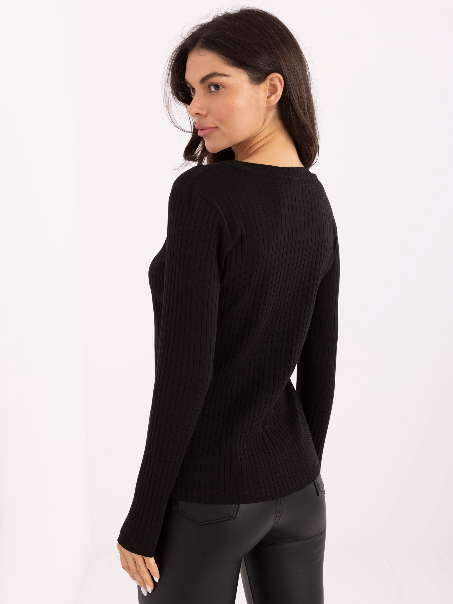 Black striped blouse with embroidery RUE PARIS.