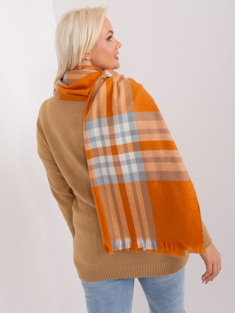 Hurt Ciemnopomarańczowo-szary szal z printem