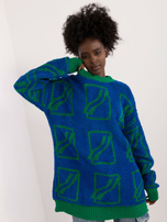 Hurtownia Ciemnoniebieski długi sweter damski oversize