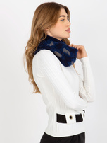 Hurt Granatowo-ciemnoniebieski komin zimowy w panterkę