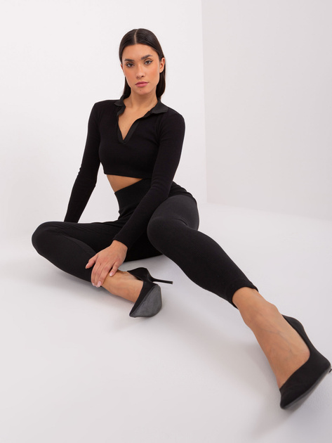 Hurt Czarne legginsy basic z wysokim stanem RUE PARIS