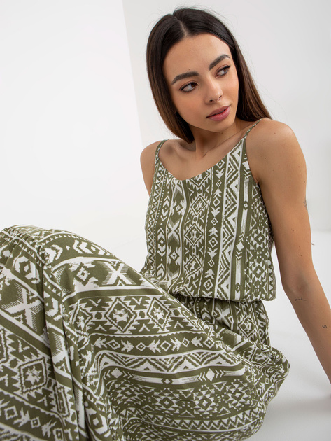 Hurt Khaki maxi sukienka we wzory na ramiączkach SUBLEVEL