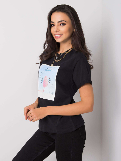 Czarny t-shirt z bawełny Kadi