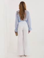 Białe damskie spodnie palazzo z zakładkami RUE PARIS