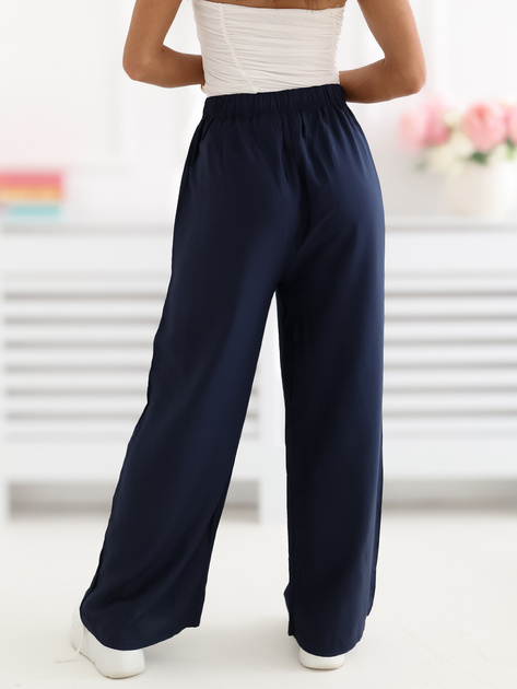Granatowe letnie spodnie z wiązaniem