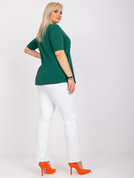Ciemnozielony t-shirt z bawełny plus size Missy