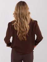 Brązowa elegancka bluzka z gumką na dole
