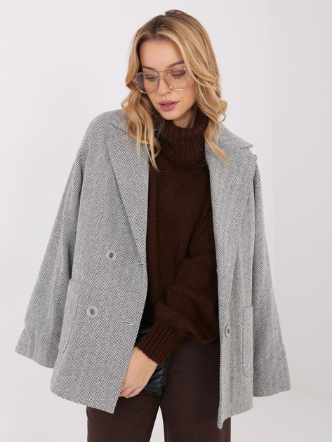 Szaro-biała casualowa marynarka z kaszmiru