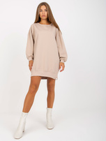Hurt beige einfache Basic-Tunika mit langen Ärmeln RUE PARIS.