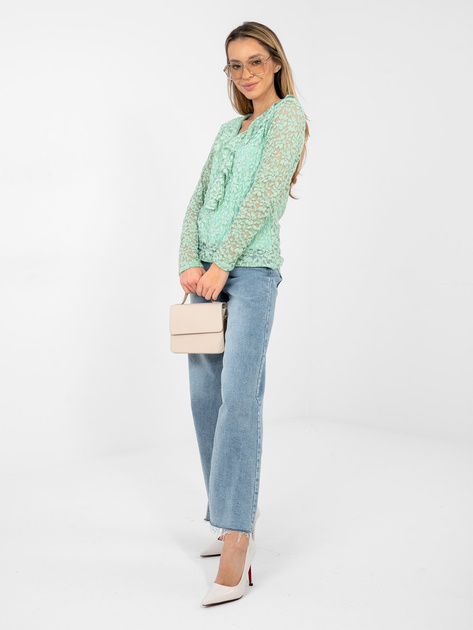Pistacjowa koronkowa bluzka z podszewką RUE PARIS