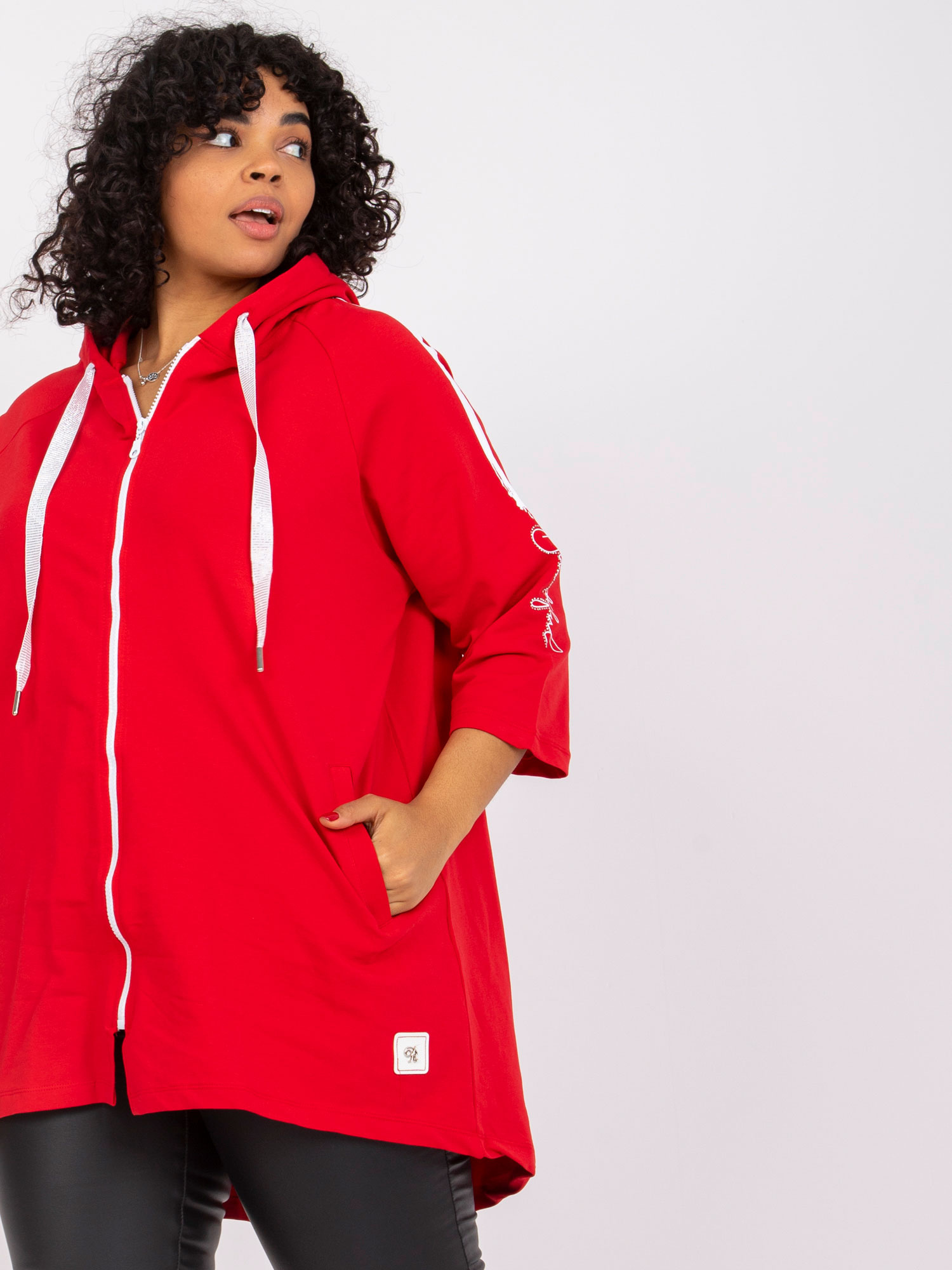 Czerwona dresowa bluza plus size bawełniana Miley 