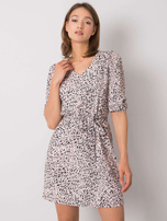 Brudnoróżowa sukienka z printami Jianna