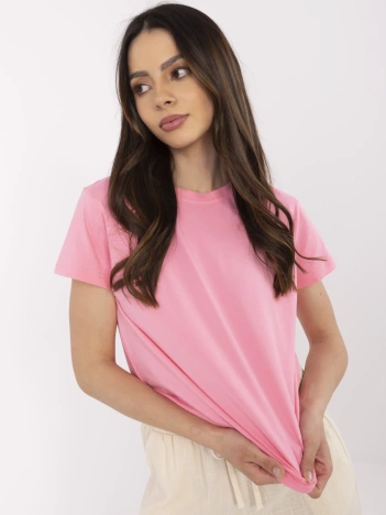 Różowy damski t-shirt z bawełny BASIC FEEL GOOD