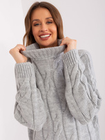 Hurt Szara dzianinowa sukienka z długim rękawem RUE PARIS 