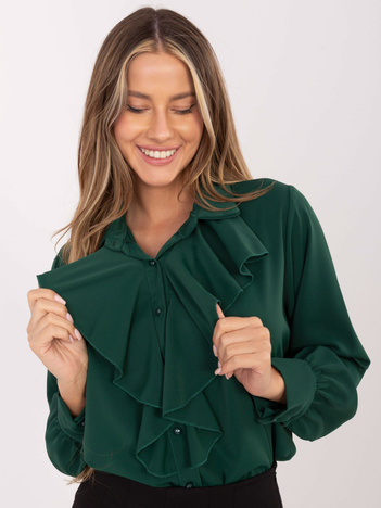 Ciemnozielona koszula z ozdobnymi guzikami 