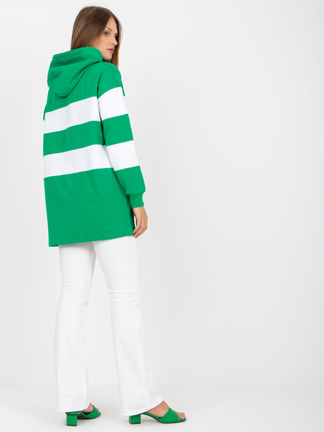 Hurtownia Zielono-biała bluza z kapturem i haftem RUE PARIS