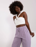 Hurt Jasnofioletowe materiałowe spodnie z wiskozy SUBLEVEL