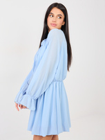 Jasnoniebieska koktajlowa sukienka z falbanami  RUE PARIS 