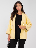 Jasnożółta marynarka oversize z ekoskóry RUE PARIS 