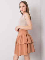 Camelowa spódnica mini z falbanami Jenny