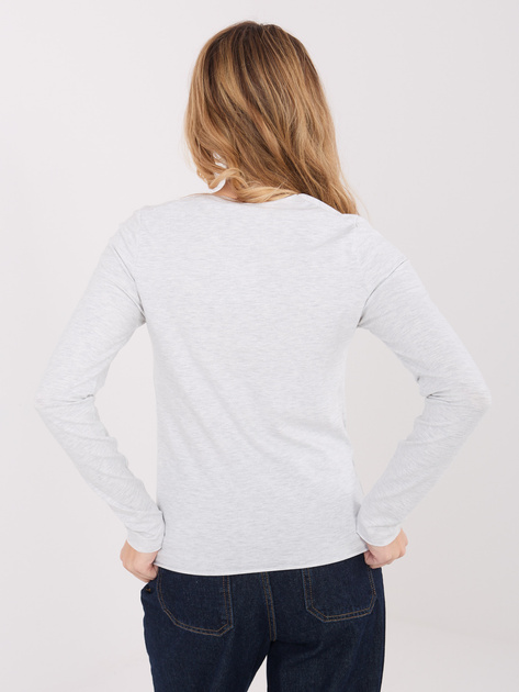 Jasnoszara damska bluzka basic z długim rękawem