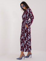 Hurt Bordowa maxi sukienka koszulowa we wzory SUBLEVEL