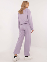 Hurt Liliowy dresowy komplet z bluzą z dekoltem V
