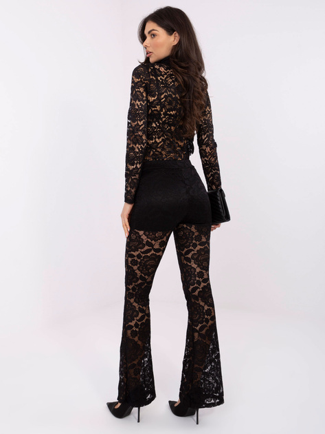 Czarne wieczorowe spodnie z koronki