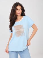 Pastelowa niebieska bluzka oversize z napisem