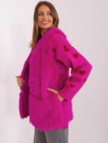 Großhandel Fuchsia Weste aus Kunstpelz.
