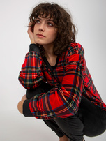 Hurt Czerwony komplet welurowy z bluzą w kratę RUE PARIS