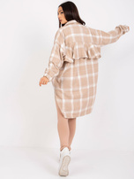 Beżowo-biała długa koszula w kratę Suzanne